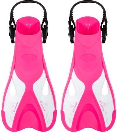Atlantis Dolphin - Flippers - Zwemvliezen - Verstelbare Hielstrap - Voor Zwemmen & Snorkelen - Kinderen - Roze/Wit - 30-36