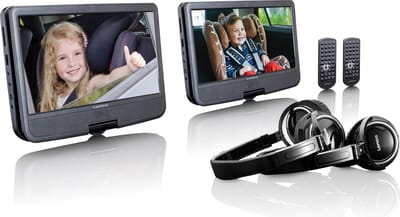 Lenco DVP-1046BK Draagbare DVD Speler - Twee 10" schermen - 2x Hoofdtelefoons en 2x Montagebeugels - Zwart
