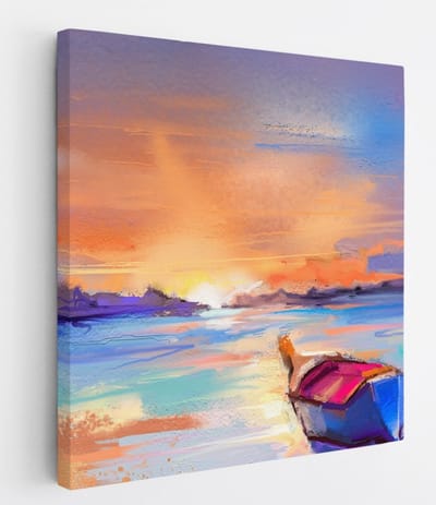 Saammp Canvas Schilderij - Boot - Abstract - 20x20 - Foto op canvas - Wanddecoratie - Muurdecoratie Woonkamer - Slaapkamer decoratie - Canvas Print