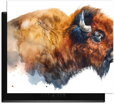 KitchenArt - Majestic Bison - Inductie Beschermer - 52x35 cm - Kookplaat Beschermer - Luxe Afdekplaat Inductieplaat - Anti-slip & Oprolbaar - Beschermmat Inductiekookplaat