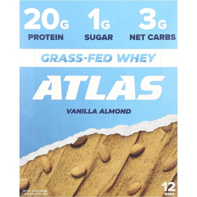 Atlas Bar, Grasgevoed Wei Eiwitreep, Vanille Amandel, 12 Repen, 1,9 oz (54 g) Elk
