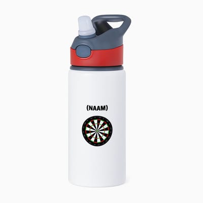 Hacebo® - Darten met eigen naam waterfles met rietje rood - Dartbord - Darter - Sport - water fles - 650ML