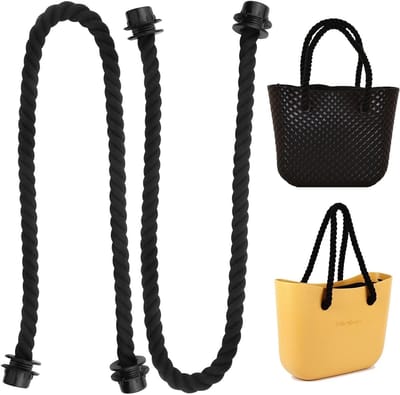 Set van 2 Handvatten voor Handtassen, Schouderriem voor Dames, Klassieke Vervangende Gevlochten Handgrepen voor DIY Tassenaccessoires (Zwart)