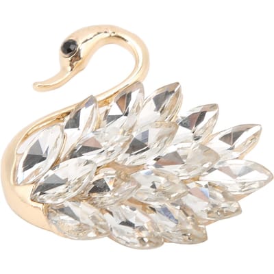 Dames Broche Gepersonaliseerde Elegante Reversspeld met Zwaanvorm Voor Verjaardags Kerstcadeau Goudwit white