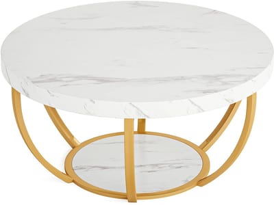 Geargalaxy Salontafel - Bijzettafel - Tafel - Lage tafel - Tafel voor Woonkamer - Design tafel - Huiskamertafel - 2-laags - Wit