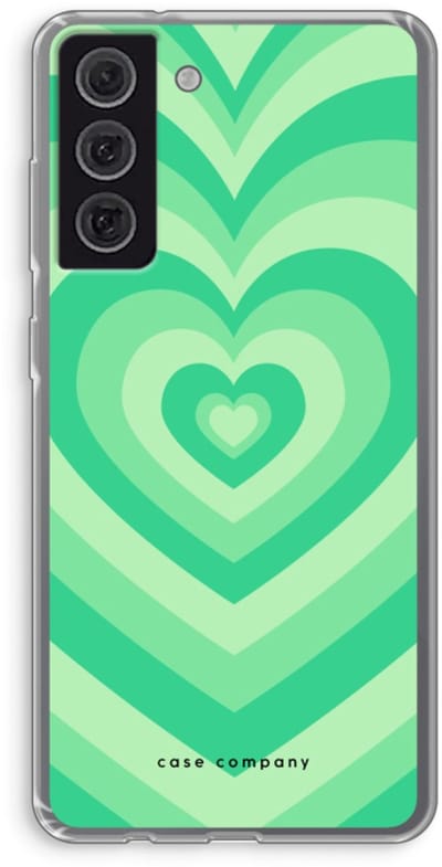 Case Company® - Hoesje geschikt voor Samsung Galaxy S21 FE hoesje - Hart Groen - Soft Cover Telefoonhoesje - Bescherming aan alle Kanten en Schermrand