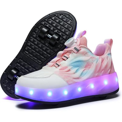 Schoenen op wielen, Dubbele wielen skates, Heren- en kinderschoenen met wieltjes, LED-lichtschoenen 31 gray