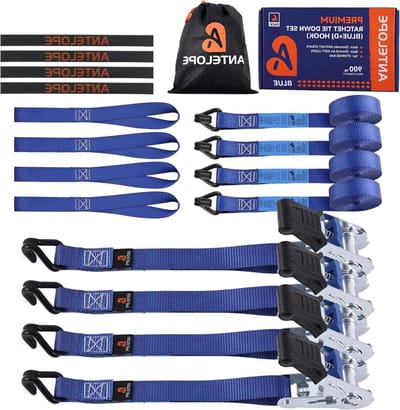 Spanbanden met ratel - Sjorbanden Ratelbanden - Vracht zekeren - J-haken - 25 mm x 4 m - Blauw