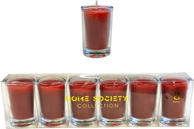 Home Society - Votive Mini Kaarsjes - 8 uurs kaarsjes - Rood - Set van 6