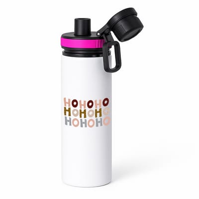Hacebo® - Kerst ho ho ho waterfles met draaidop roze - Kerstmis - Kerst beker - winter - kerst - christmas - kerst cadeau - water fles - 850ML
