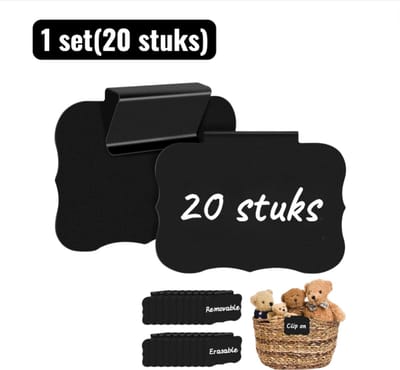 1 set (20 stuks) - Cadeauversiering - met uitwisbare etiketten - Etiketten voor besteklade-organizers, stiften voor keuken- en kantooropbergers - Zwart
