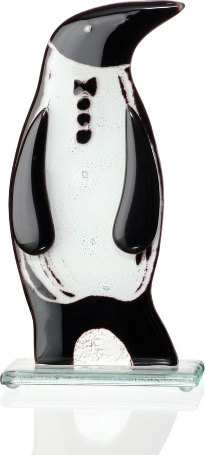 Glassculptuur - Glazen Pinguin - Glasobject - Sculptuur - Fusing glas Pinguin - 18cm