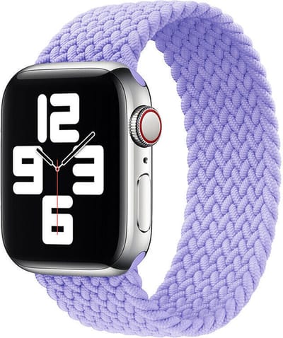 Stravo Gevlochten Nylon Bandje voor Apple Watch – Solo-stijl – Verstelbaar & Elastisch – Lichtpaars – Geschikt voor Apple Watch 49mm (Ultra 1/2/3), 46mm (Series 10/11), 45mm (Series 7/8/9), 44mm (Series 4/5/6, SE 1/2/3) – M