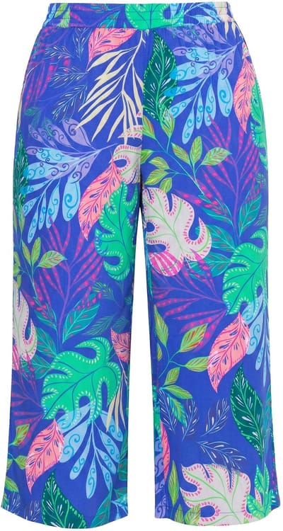 Angel of Style - Dames - Culottes wijd rechte pijp junglebladeren - Blauw - Maat 52