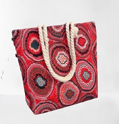N3 Collecties Strandtas Voor Vrouwen ~ Rode Bloemenprint
