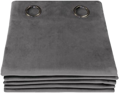 MOONDREAM DecibelControl™ 3in1 Geluidsisolerend gordijn | Thermo Winter+Zomer | 100% Verduisterend | Gepatenteerde Technologie | EU-fabricaat | Fluweel | Oogjes | Grijs MC09 | 130 x 260 (BxH) cm