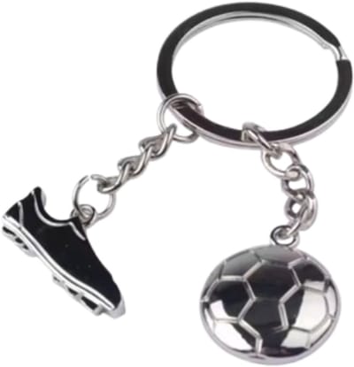 Jumada's Voetbal Sleutelhanger – RVS – Voetbalschoen en Voetbal Design – Stevige Sleutelring – Cadeau voor Voetballiefhebbers