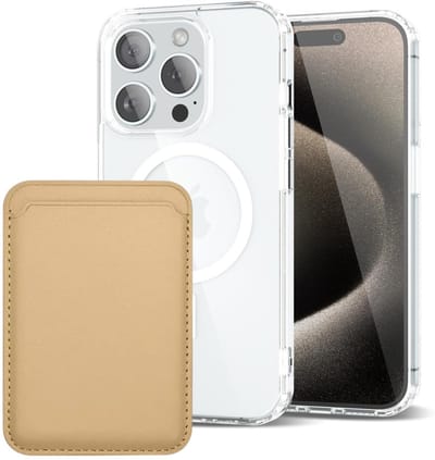 Shockproof Anti Shock Back Cover Hoesje Compatibel met MagSafe Geschikt voor: Apple iPhone 15 Pro Max met Magnetische Pasjeshouder - Goud
