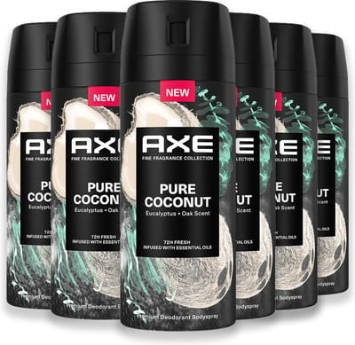 Axe Deodorant - Fine Fragrance Spray - Pure Coconut - Deodorant voor Mannen - 6 x 150 ml - Voordeelverpakking