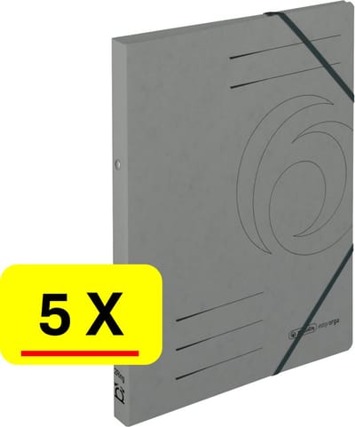 5 x Herlitz Elasto-ringmap Easyorga - A4 - 2-rings - karton - grijs