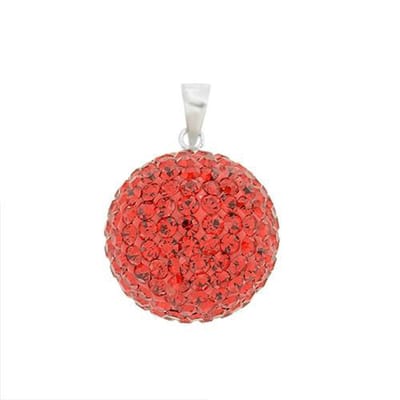 Blinx Jewels Zilveren Hanger Rode Bol Steentjes Strass