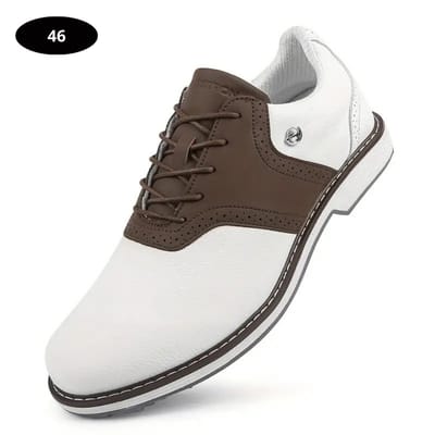 Livano Golfschoenen Heren - Sneakers - Golfkleding - Golfschoenen Antislip - Waterdicht - Golfen - Bruin & Wit 46