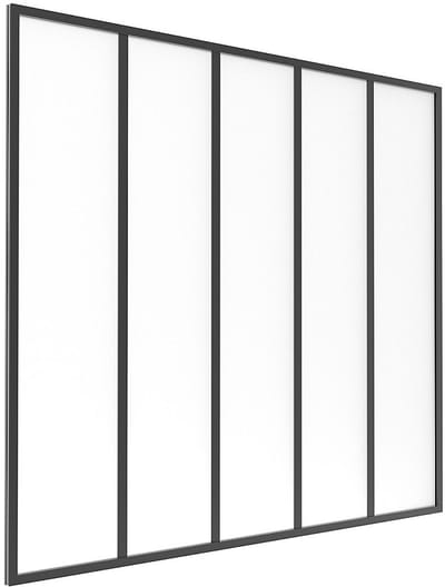 Vente-unique Glasraam werkplaatsstijl van aluminium en gematteerd glas - 150 x 130 cm (B x H) - Zwart - BAYVIEW