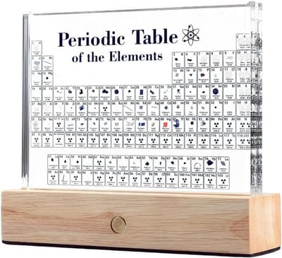 Periodiek Systeem - Elementen Display - Educatief Hulpmiddel - Echte Elementen Binnenin - 16 x 13 x 6.5 cm - Transparant