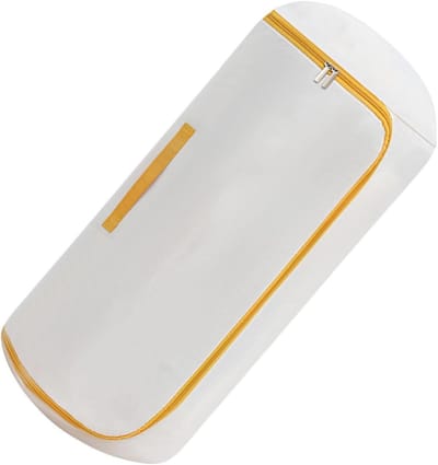 Dekbed Opbergzak - Textiel Organizer - Ruimte Besparen - Dubbele Rits Sluiting - 25 x 25 x 2 cm - Geel
