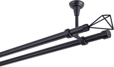 Dubbele gordijnroede metaal zwart 540 cm voor plafondmontage