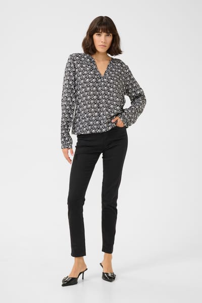 Blouse met lange mouwen Regular fit Black/Moonstruck Retro Print black darkgrey