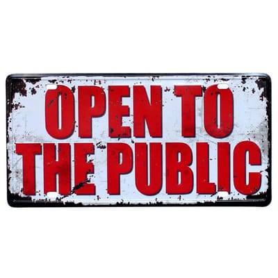 Metalen Decoratie Wandbord - Open - Publiek - Retro - Vintage