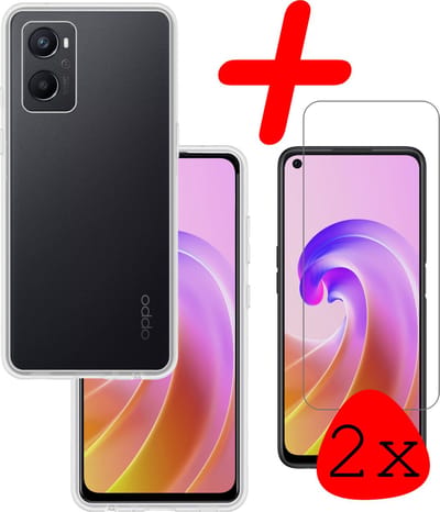 Hoesje Met 2x Screenprotector - Geschikt voor OPPO A76 - Sterk & Shockproof - Back Cover - Siliconen Case - Telefoon Hoes - Transparant