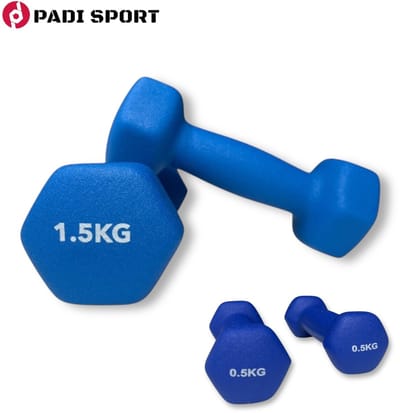 Padisport dumbells Blauw 0.5 en 1.5 kg - gewichten set halters - gewichten set - gewichten set dumbbell - dumbells set - dumbbells - halters - dumbell - fitness gewichten - Gewichten - dumbellset - gewichtjes set - sport gewichten voor thuis