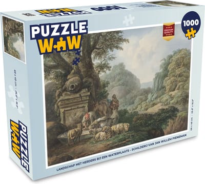 Puzzel Landschap met herders bij een waterplaats - Schilderij van Jan Willem Pieneman - Legpuzzel - Puzzel 1000 stukjes volwassenen