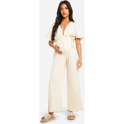 boohoo Dames Maternity Rope Belted Wide Leg Jumpsuit | Steen | Maat: 36
