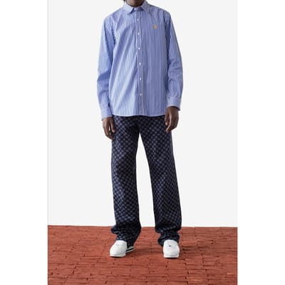 Daily Paper Mambo Long Sleeve Shirt White/blue Maat: XS | Overhemden Outlet | Unisex | Blauw