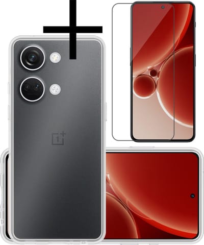 Hoesje - Met Screenprotector - Geschikt voor OnePlus Nord 3 - Sterk & Shockproof - Back Cover - Siliconen Case - Telefoon Hoes - Transparant
