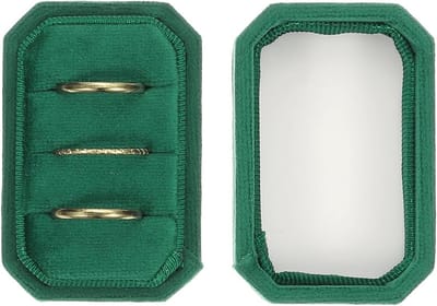 Elegante Groene Ringdoos met 3 Compartimenten voor Sieradenopslag, Vintage Display Organizer voor Verloving en Huwelijk