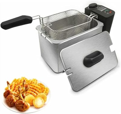 Frituurpan RVS - Elektrische Friteuse - Thuis Frituren - Instelbare Temperatuur - 3.5L Capaciteit - Zilver