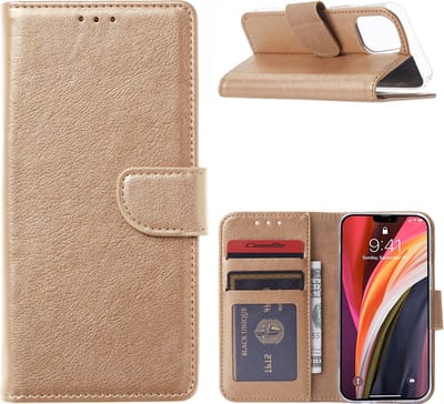Hoesje Geschikt voor iPhone 13 Pro Max hoesje bookcase Goud