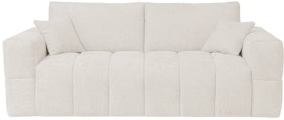 Vente-unique Driezitsslaapbank express in beige teddystof - Slaapoppervlak 140 cm - Matras 20 cm ISSORO
