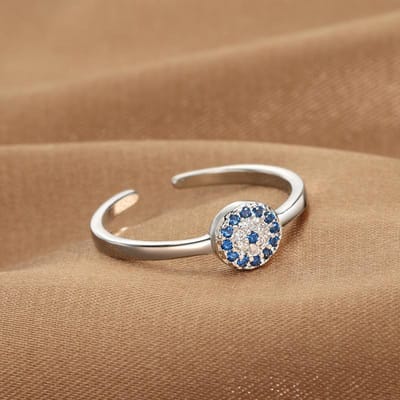 YILUOCD Blauwe Zirkoon Duivelsogen Open Verstelbare Ringen Geluk Turkse Boze Oog Vingerringen Voor Vrouwen Trouwring Sieraden brown