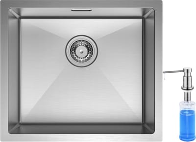 CECIPA max Spoelbak Keuken 50x44CM - Gootsteen Met Zeepdispenser 300ML RVS - Spoelbakken Keuken - Wasbak Keuken - Enkele Spoelbak - Spoelbakken met afdruip - RVS