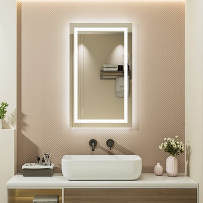 Auralum max - Badkamerspiegel met LED Verlichting - Badkamer Spiegel - Spiegel Badkamer - Spiegel Douche - Dimbaar - Wandspiegel - Badkamer/Make-up spiegel - Anti Condens Douchespiegel - Warm/Neutraal/Koud Wit - 100X60cm