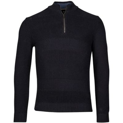 Baileys Trui Half Zip Multi Structure Knit Navy / male