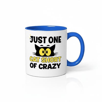 Just One Cat Short of Crazy Koffiemok - Keramische Mok met Kat Design