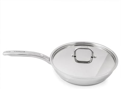 Belly Pan - Koekenpan Diep - Koken en Bakken - 3-Laags Bodem - 26 cm - Zilver