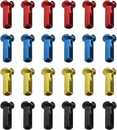 100 Stuks Fietsspakennippel voor Mountainbike en Racefiets – 14G / 2 mm Diameter – Beschermende Accessoires in Zwart, Rood, Blauw, Goud