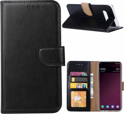 LuxeBass Boekhoesje geschikt voor Samsung Galaxy S10 - Zwart gsm hoesje - telefoonhoes - telefoonhoesjes